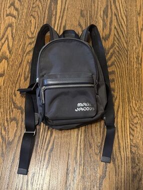Marc Jacobs Black Nylon Mini Backpack with Front Zip Pocket
